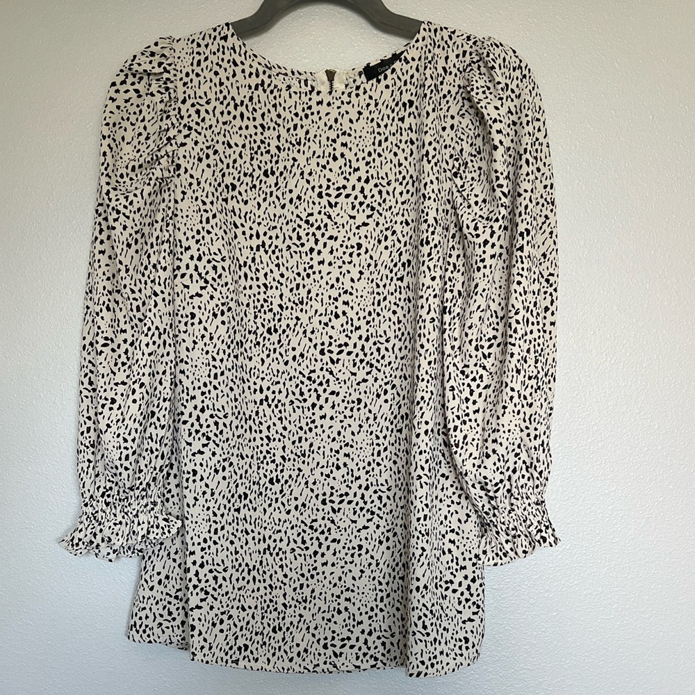 Doe & Rae Cream and Black Leopard Print Top